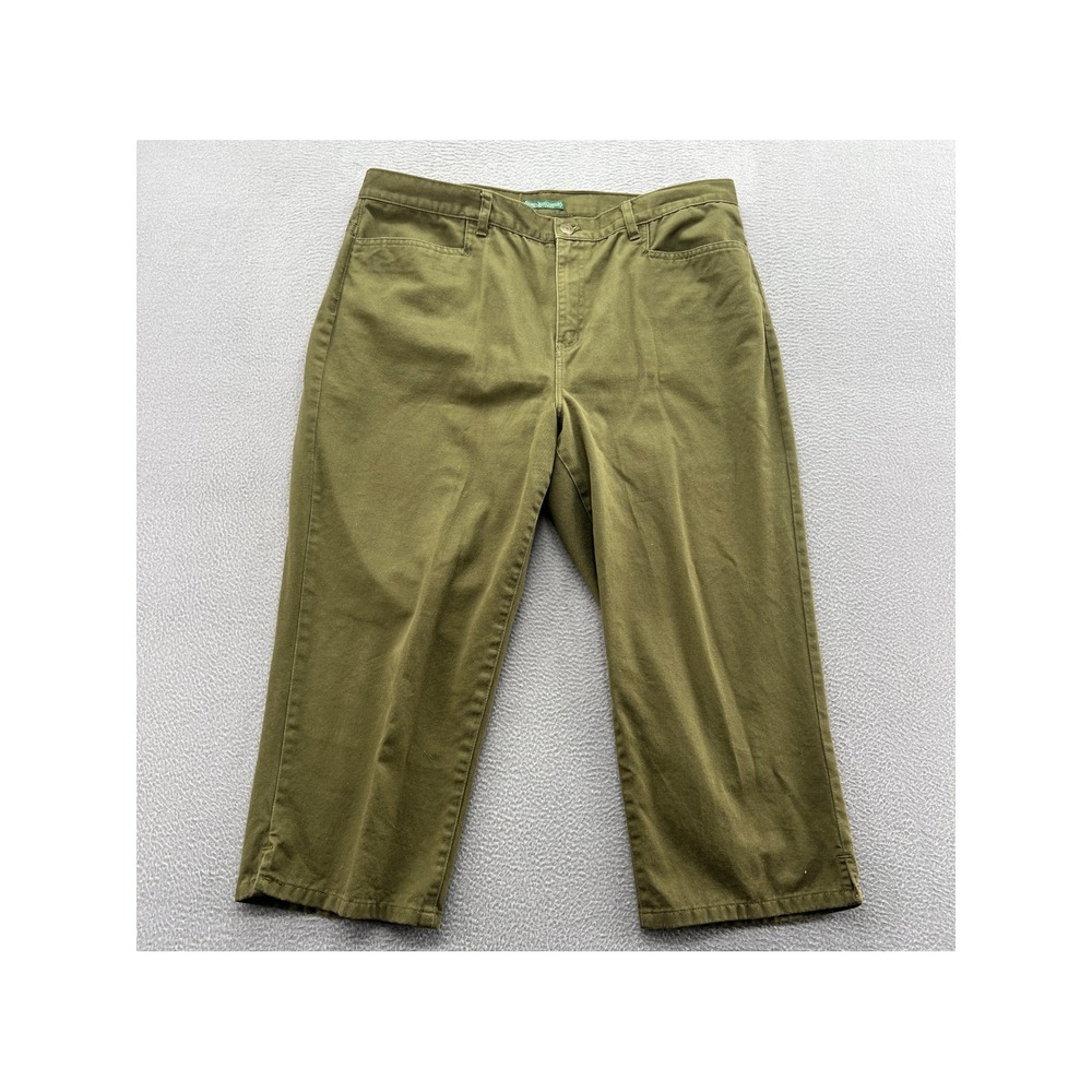 VTG Lauren Ralph LaurenPants Womens Olive Green Clasic Midcalf 14 Chino Cotton